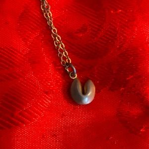 Tiny delicate fortune cookie necklace